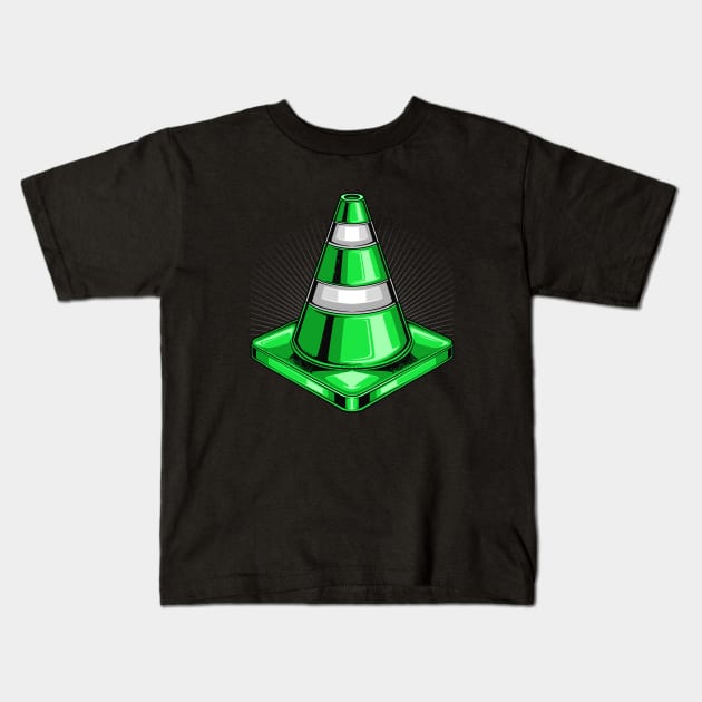 Green Traffic Cone Kids T-Shirt by Jiooji Project